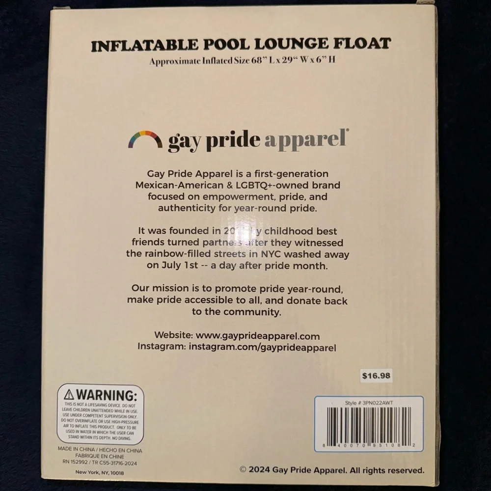 PRIDE🏳️🌈 Inflatable Pool Lounge Float - Picture 2 of 2
